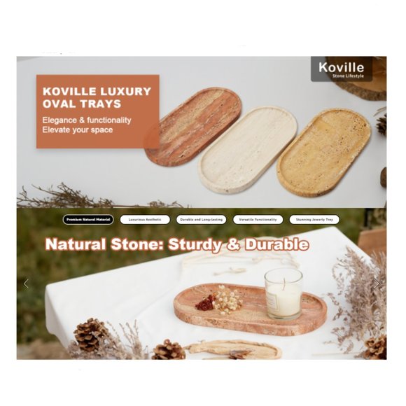 12"  Turkish Red Travertine Tray - Luxury Vanity Decorative Tray for Countertop - Picture 12 of 12